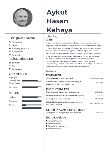 Biyolog CV Örnekleri cv indir
